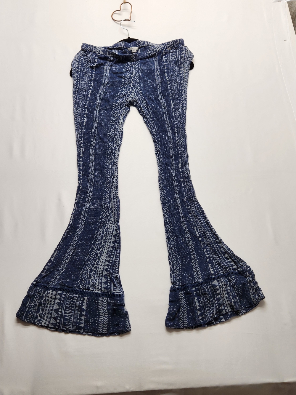 ⭐️Volcom La Dee Duh Patterned Flare Pants Indigo Geo Print Girls 14 / Women XXS